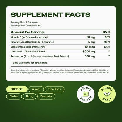 Liposomal Glutathione Supplement With Resveratrol